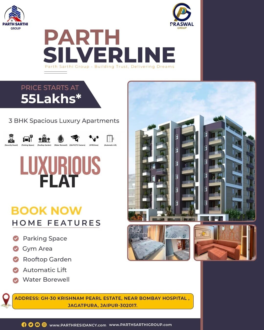 Parth Silverline Compared with Flats for Sale near Jaipur Airport