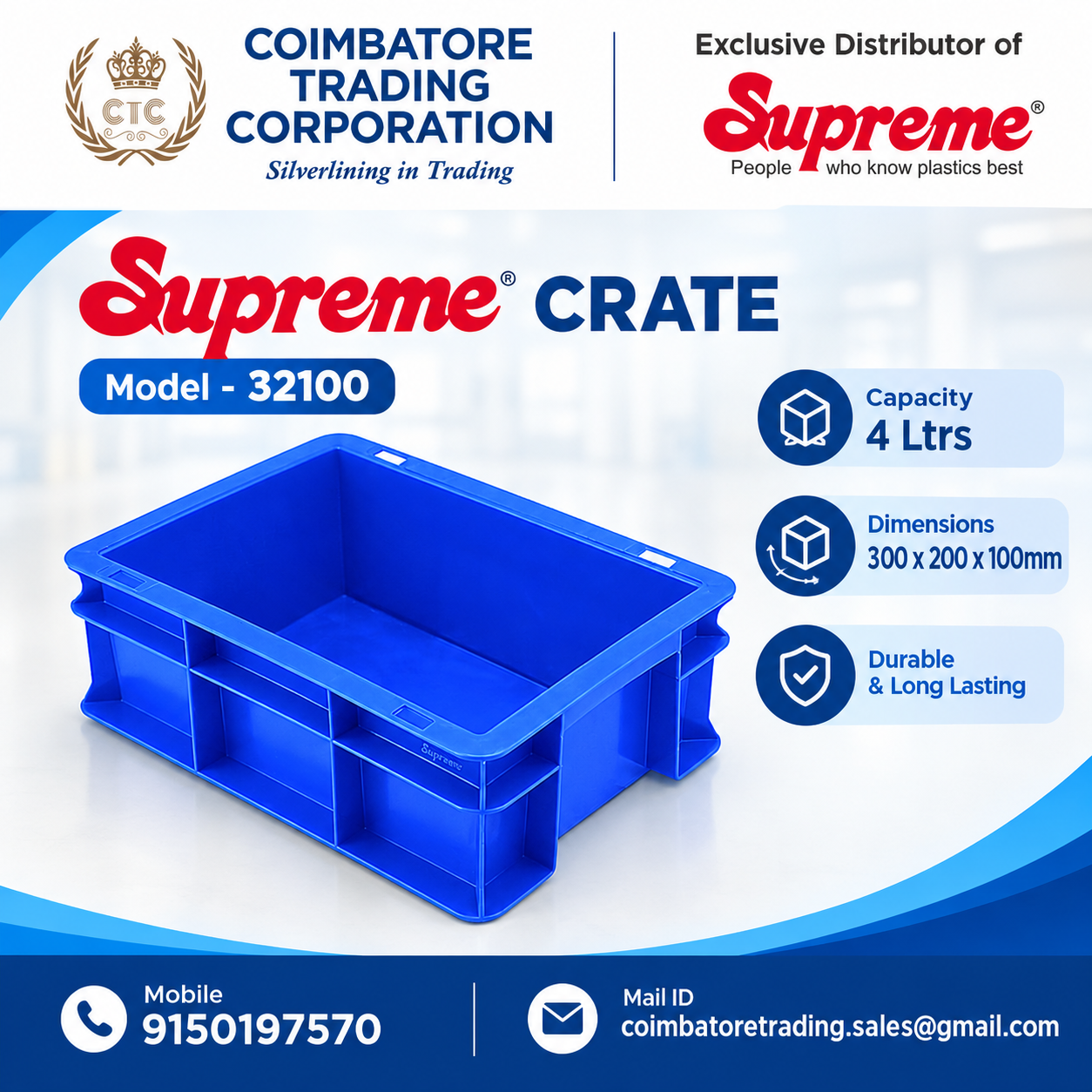 Supreme Plastic Crates Distributor in Coimbatore