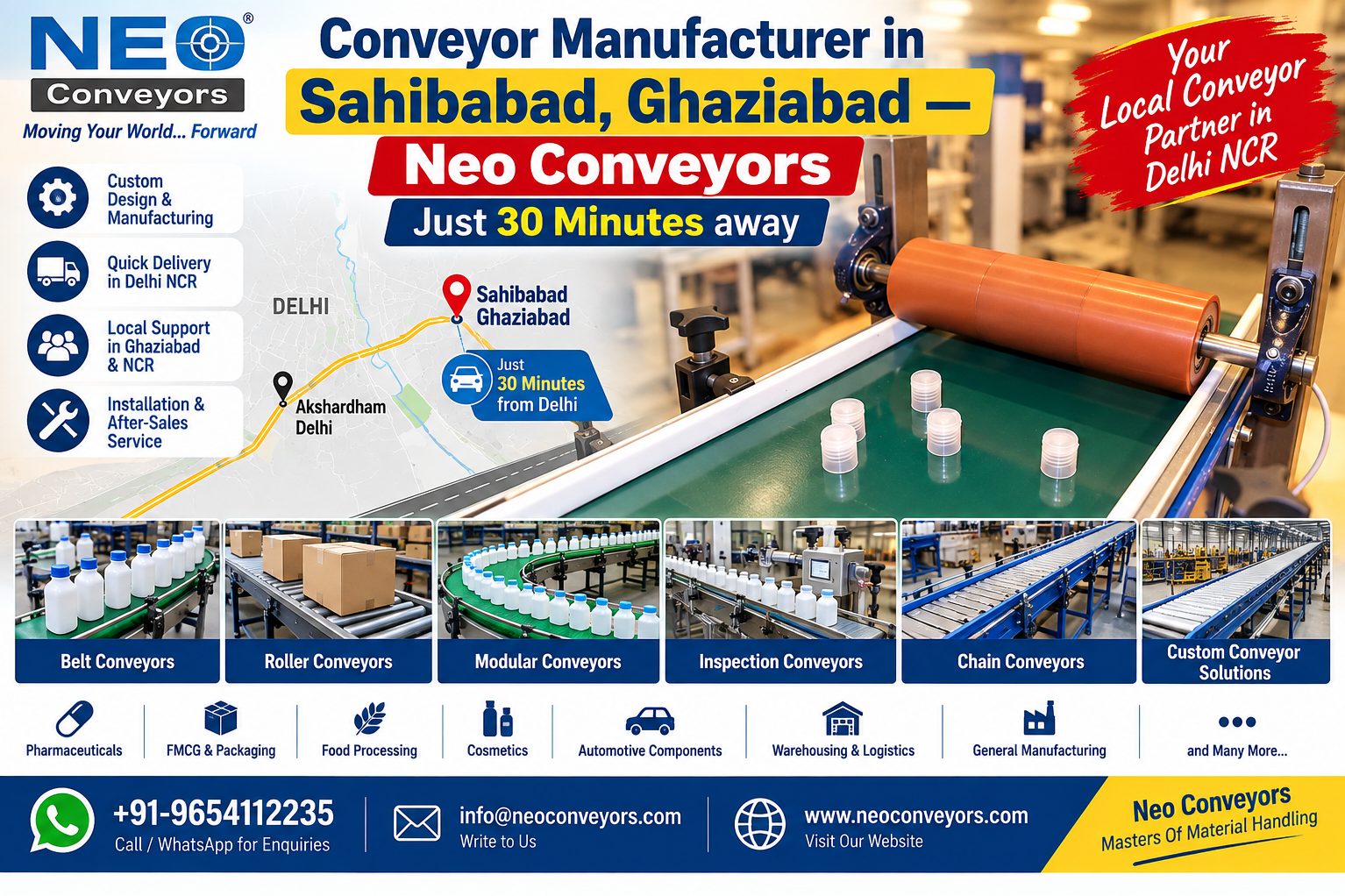 Conveyor Manufacturer in Sahibabad, Ghaziabad — Neo Conveyors, Just 30 Minutes away