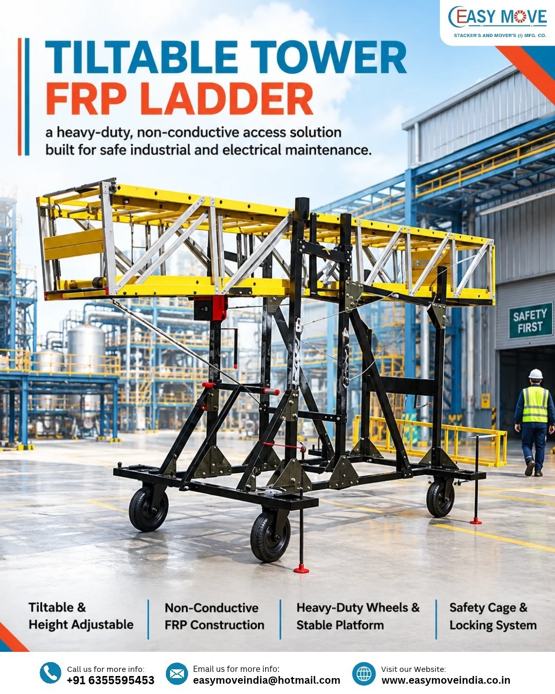 Tiltable Tower FRP Ladder for Safe Industrial Access