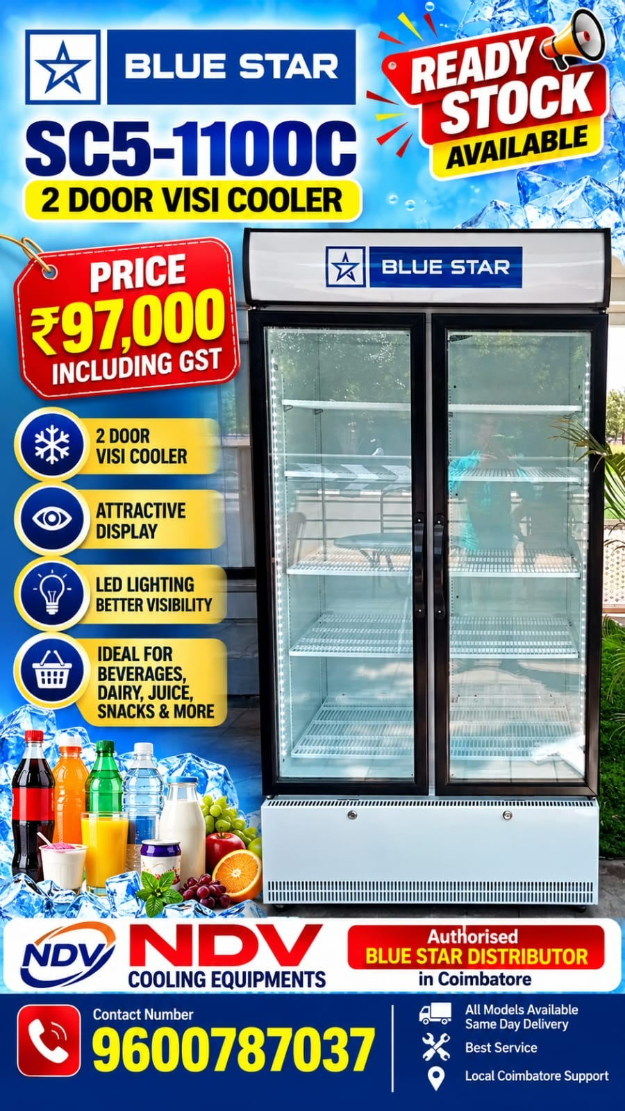 Ndv Cooling Equipments | Blue Star Authorised Commercial Visi Cooler Distributor In Coimbatore