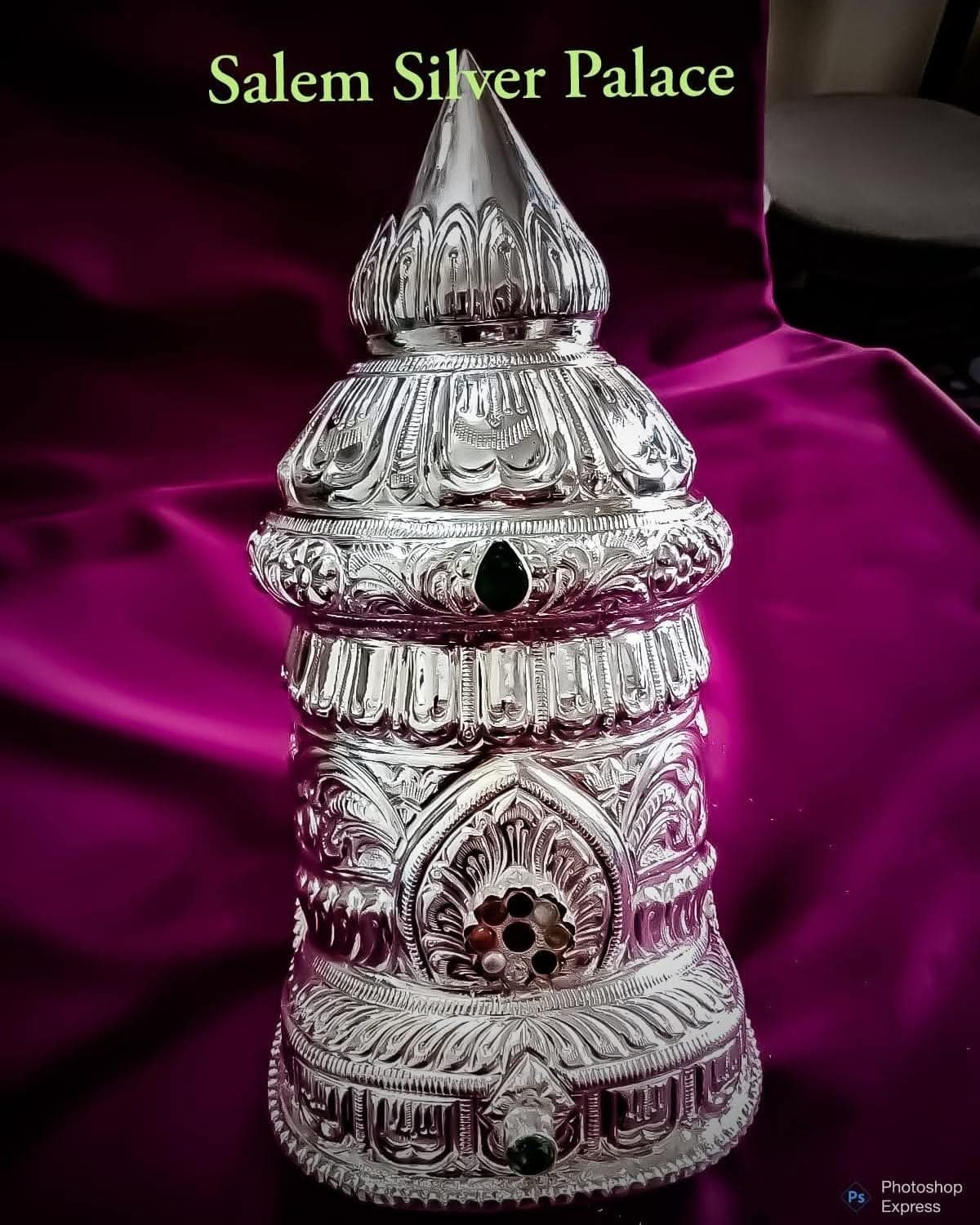 Velli Kreetam
Silver crown
Weight 360 gms
Height 9 inches
Silver Temple Articles
Hand crafted S...