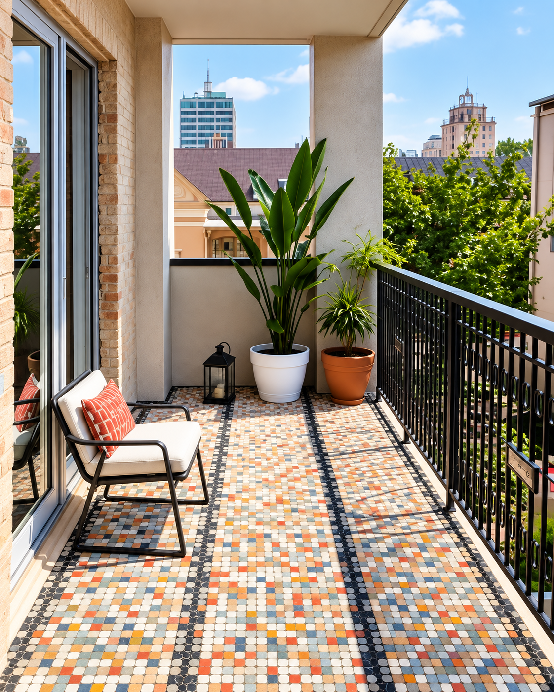 Colourful Mosaic Balcony Design| Anna Nagar