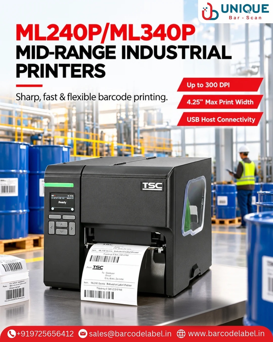 TSC ML340P/ML240P Barcode Printer for Efficient Label Printing