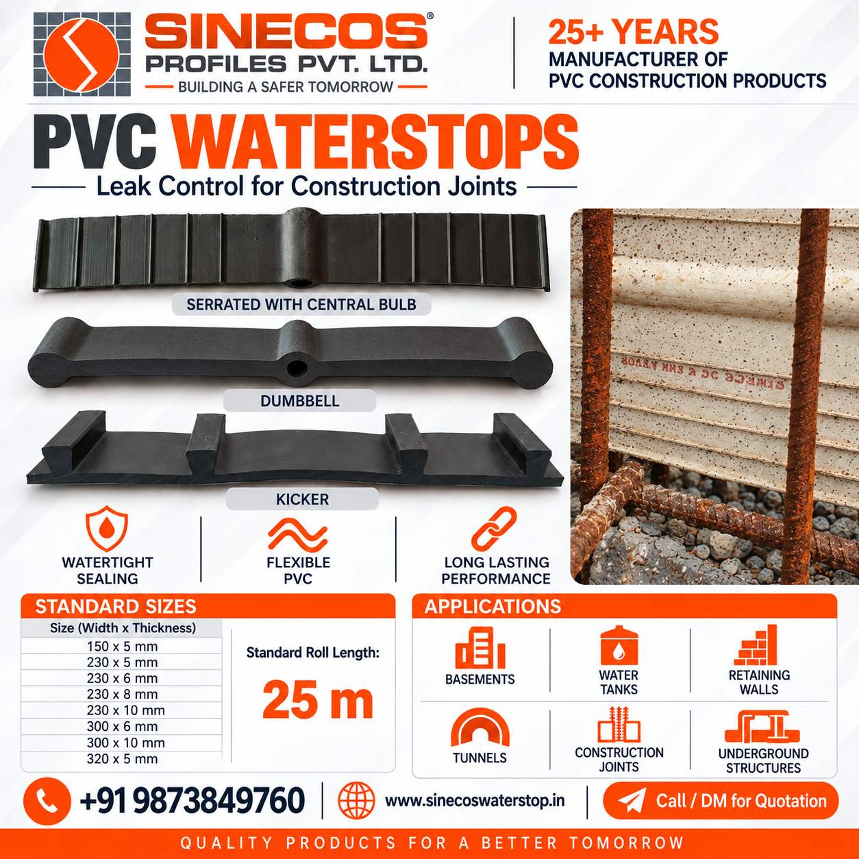 PVC Waterstops by Sinecos Profiles Pvt. Ltd.