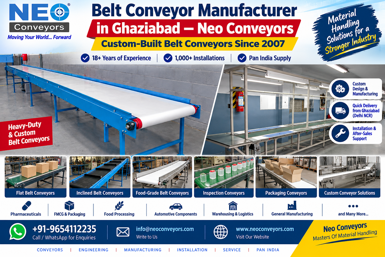 Belt Conveyor Manufacturer in Ghaziabad — Neo Conveyors | Custom-Built Belt Conveyors Since 2007