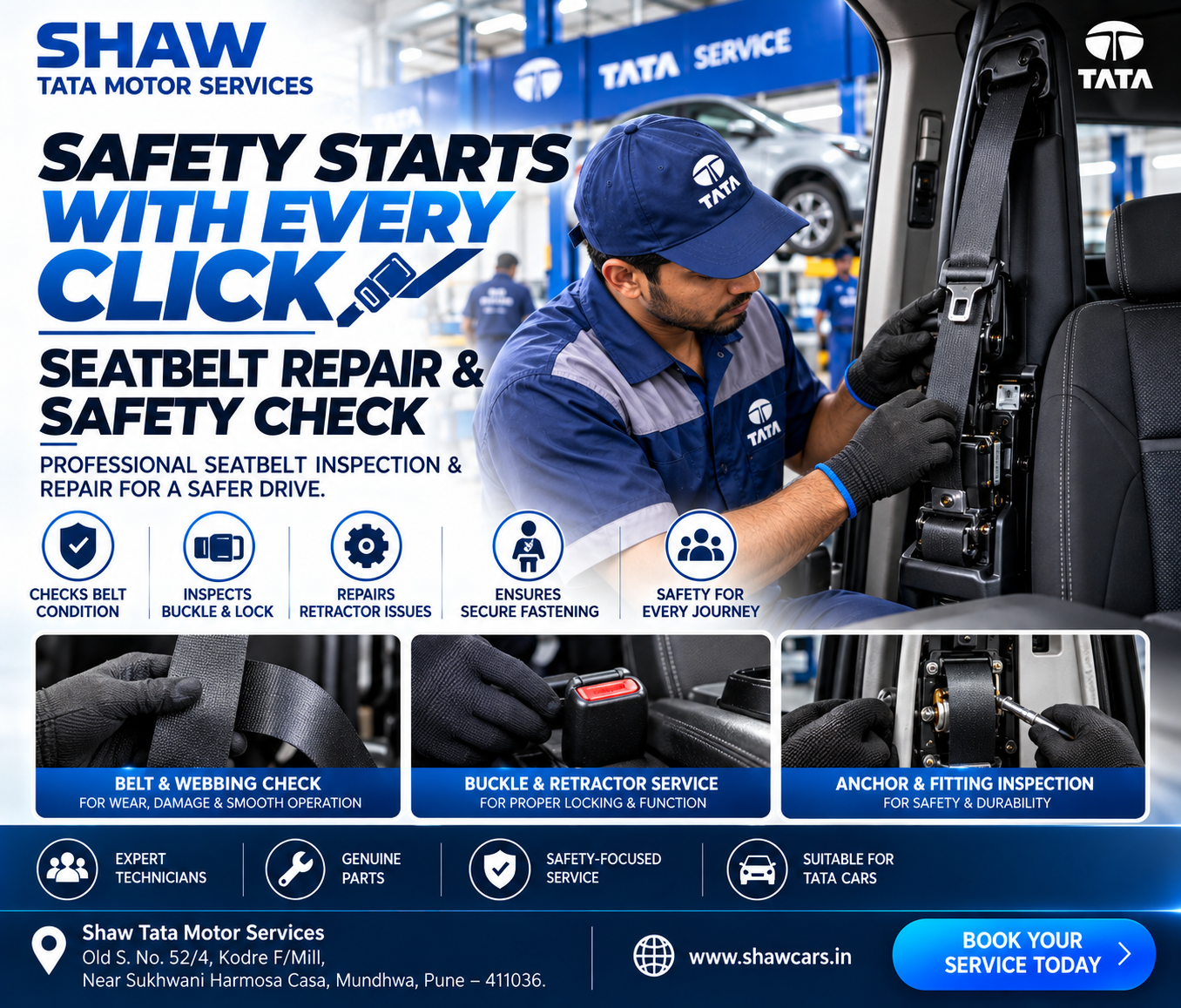 Seatbelt Repair & Safety Check – Drive Safe with Every Click|Shaw Tata Motors|Mundhwa