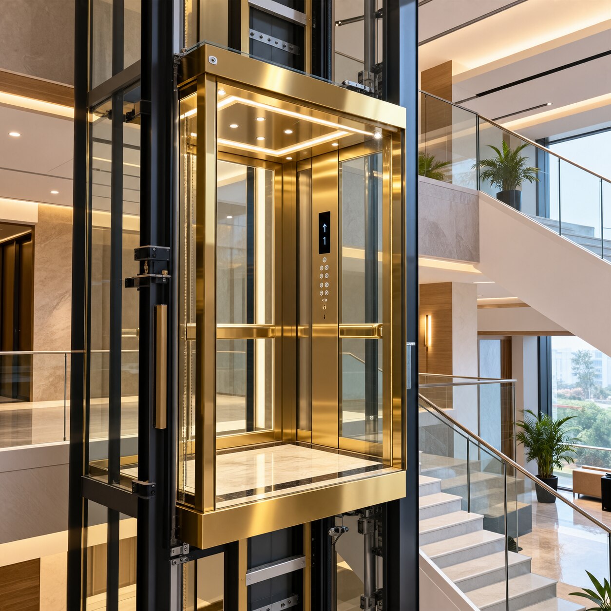 MRL Gold Glass Lift in Hosur for Premium Space-Saving Installations