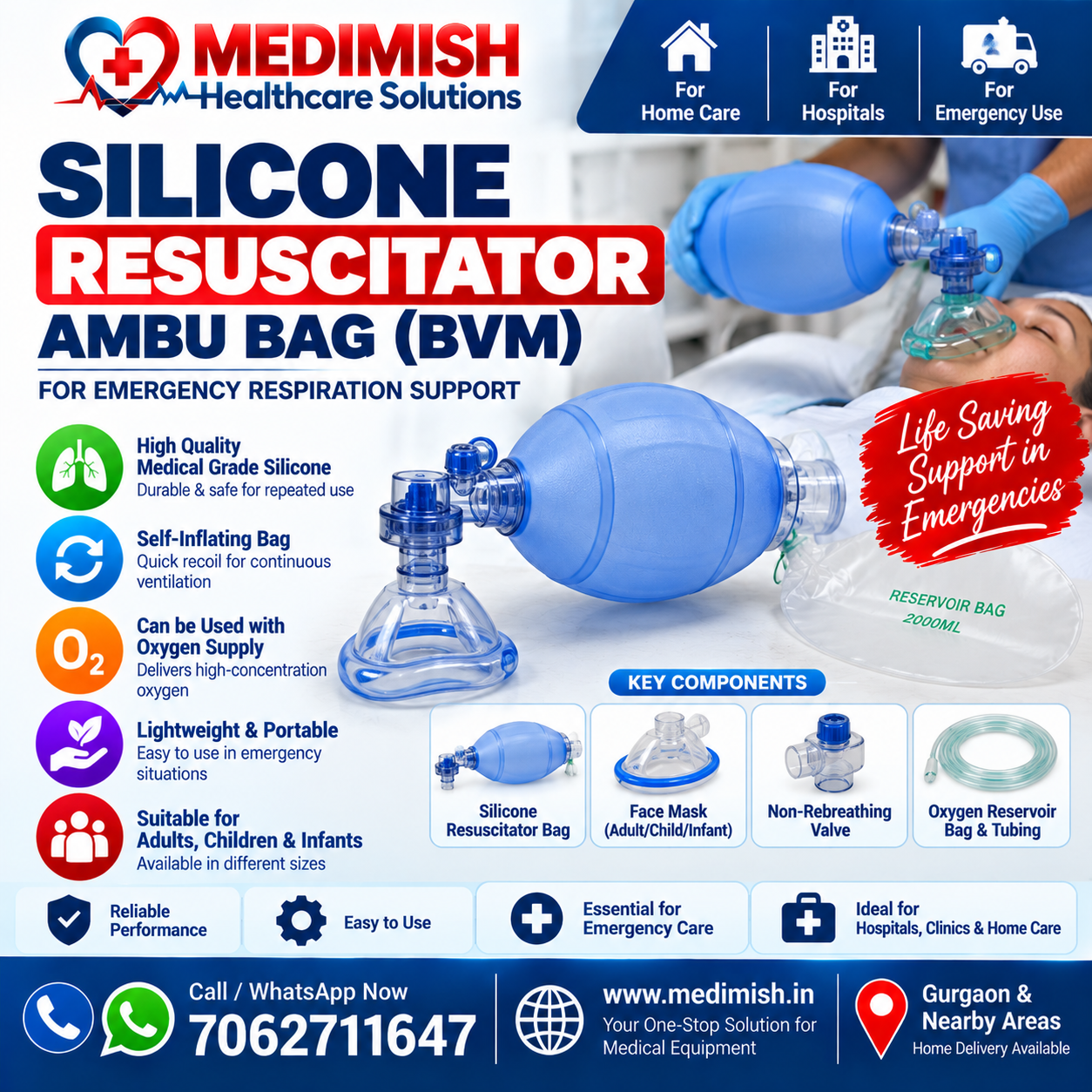 Silicone Resuscitator in Gurgaon | Ambu Bag (BVM)