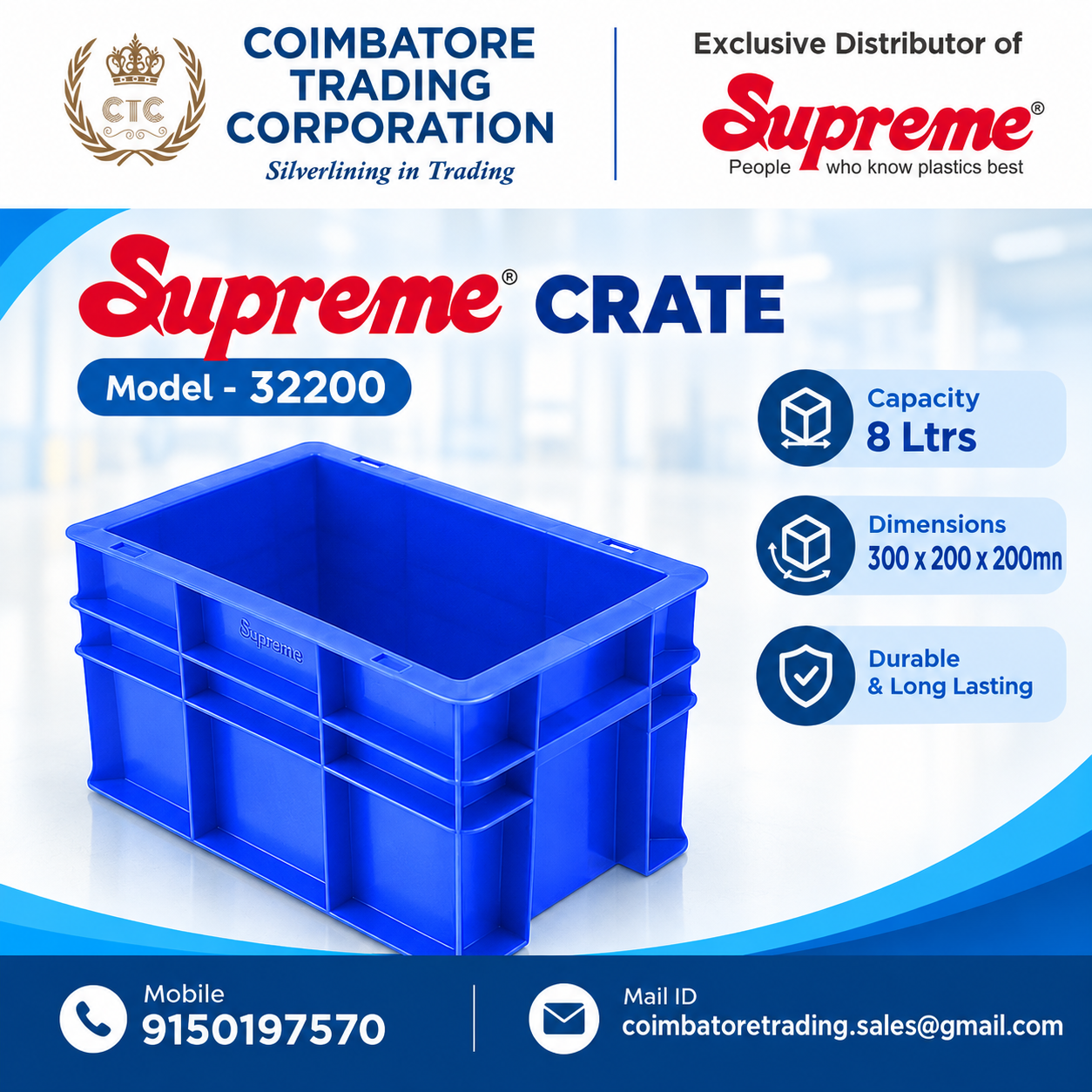Supreme Plastic Crates Distributor in Erode