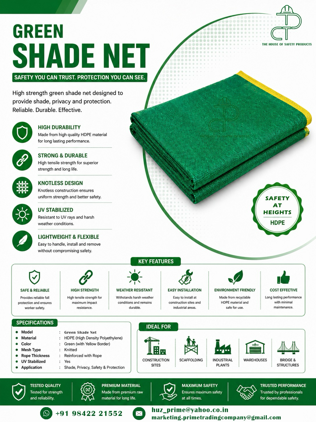 🟢 GREEN SHADE NET – PRACTICAL COVERAGE & SITE PROTECTION!