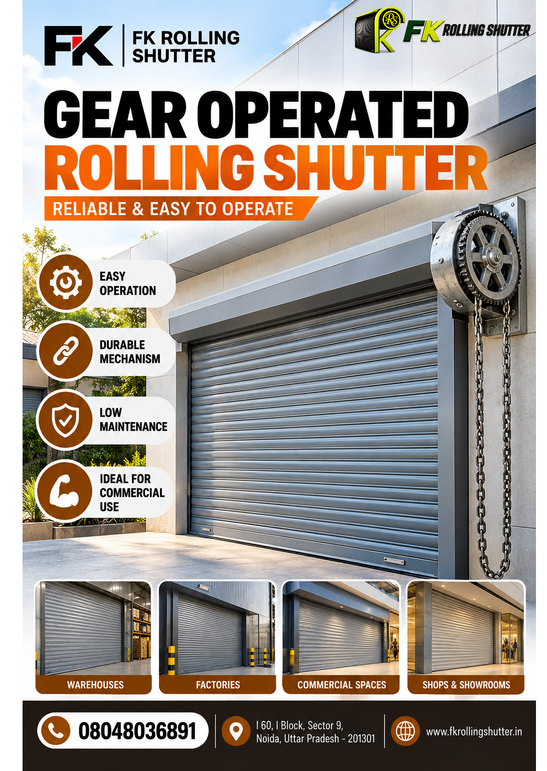 Gear operated rolling shutter manufacturer in Noida