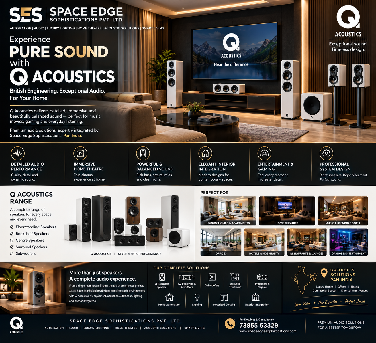 Q Acoustics Audio System Solutions Across India | Space Edge Sophistications