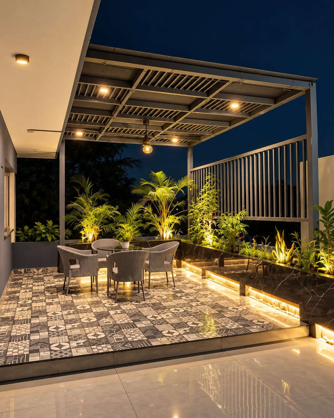 Layered Tropical Greenery Terrace Lounge | Porur
