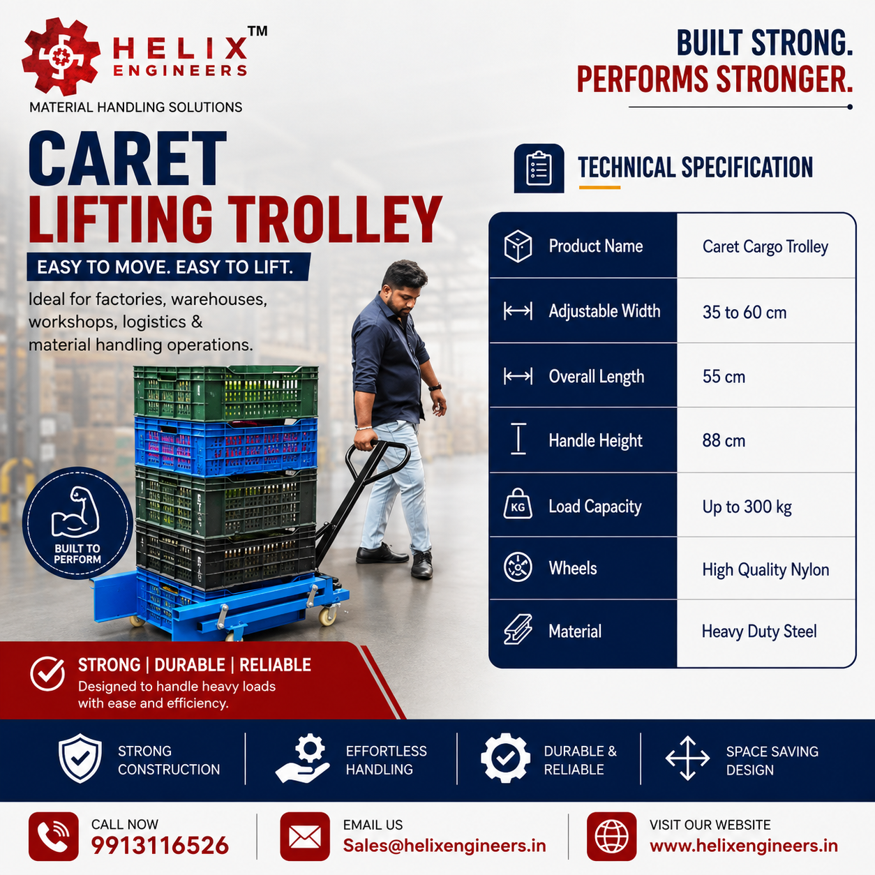 Milk, Fruit & Vegetable Crate Lifting Trolley for Dark Stores & Warehouses