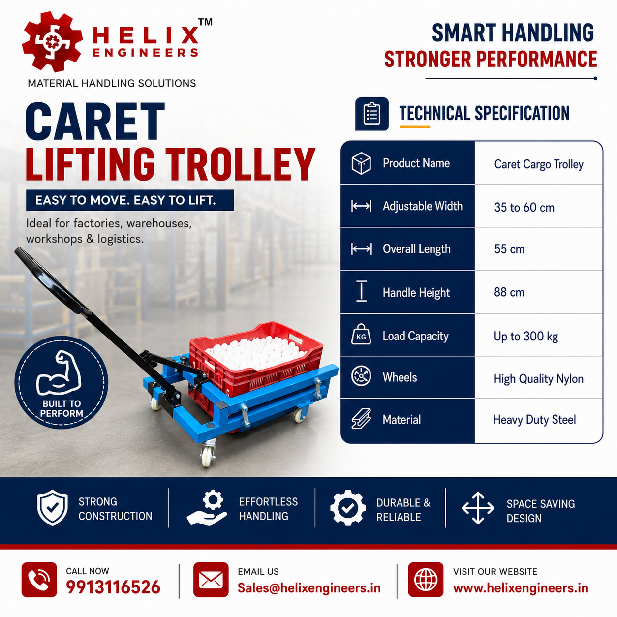 Milk Crate Lifting Trolley in Bangalore, Karnataka | Helix Engineers