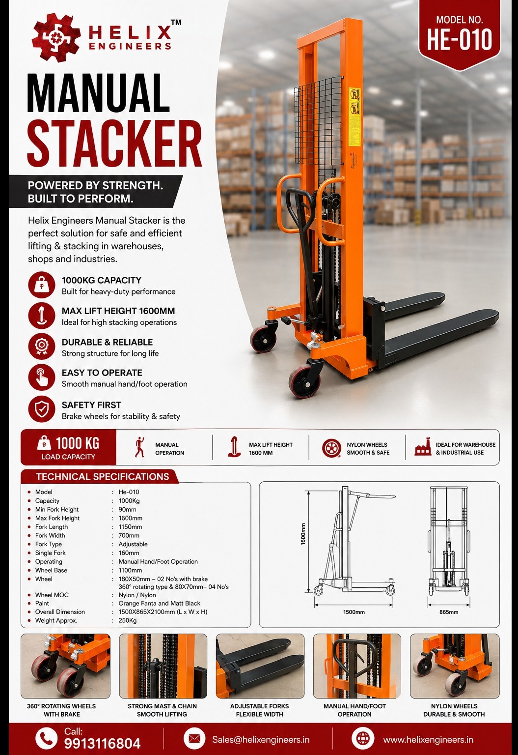 Hydraulic Stacker for Industrial Loading, Unloading & Material Shifting | Helix Engineers
