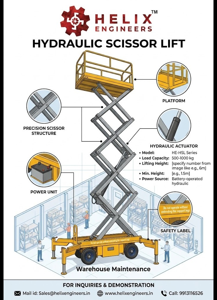 Electric Scissor Lift Table for Cleaning & Maintenance | Helix Engineers