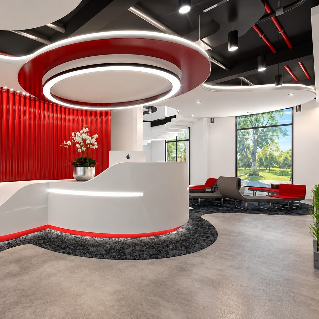 Bold Corporate Reception Interior | T. Nagar