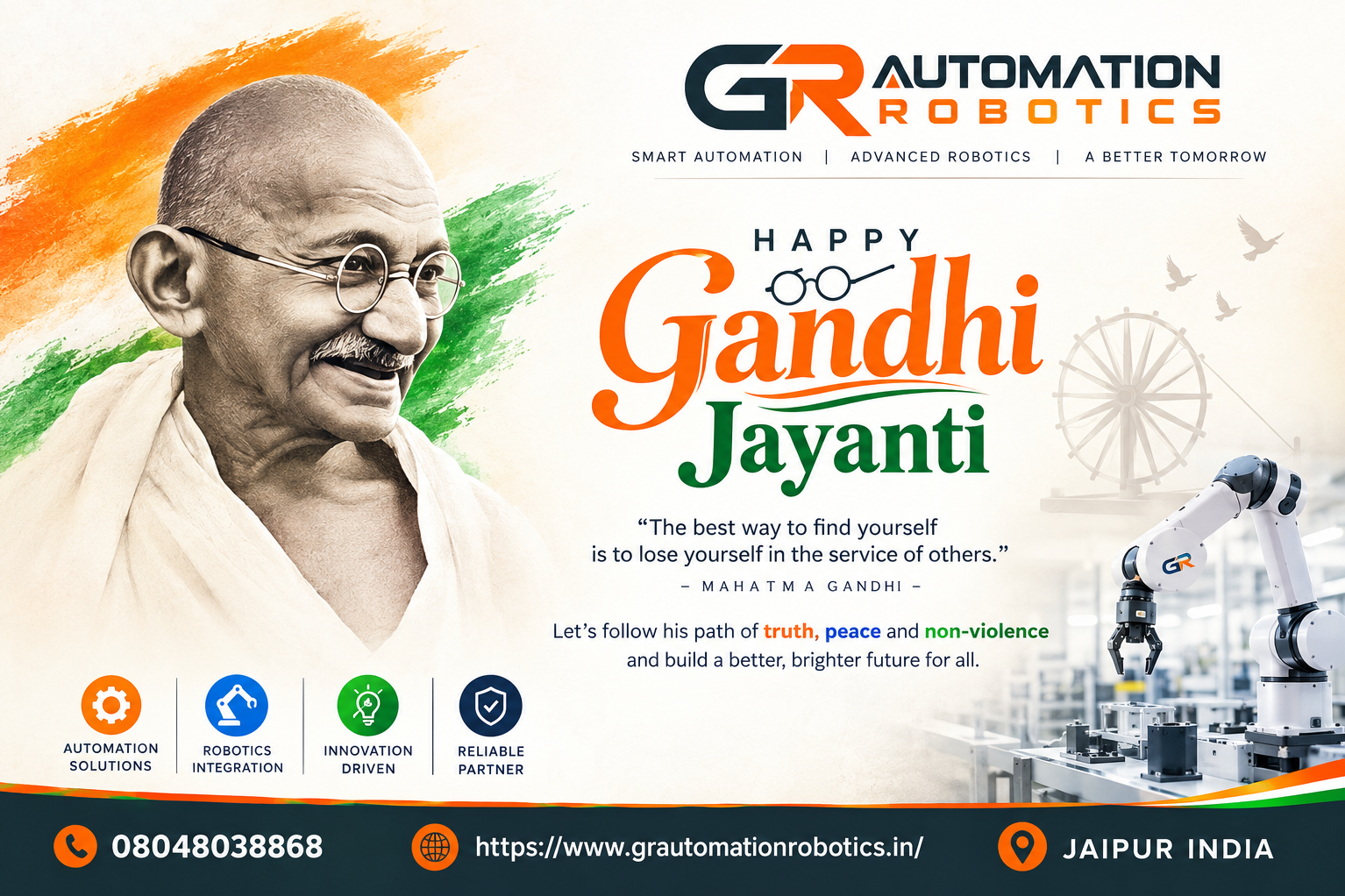 HAPPY GANDHI JAYANTI FROM GR Automation Robotics