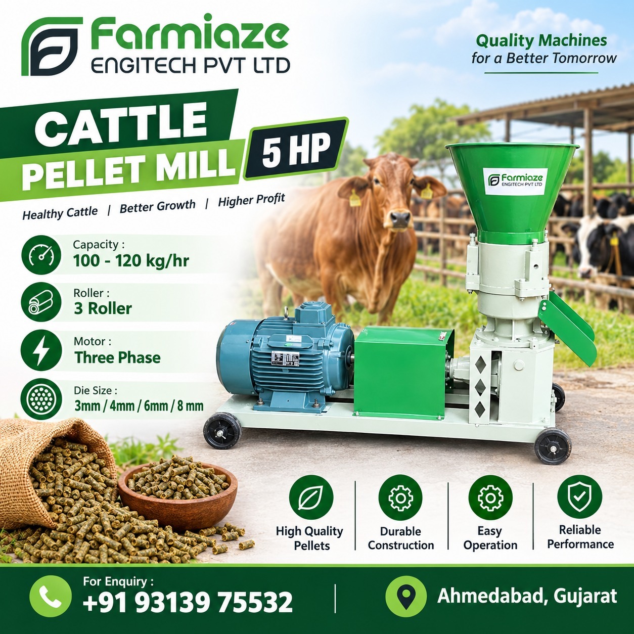 Cattle Pellet Mill 5 HP Manufacturer in Jammu & Kashmir