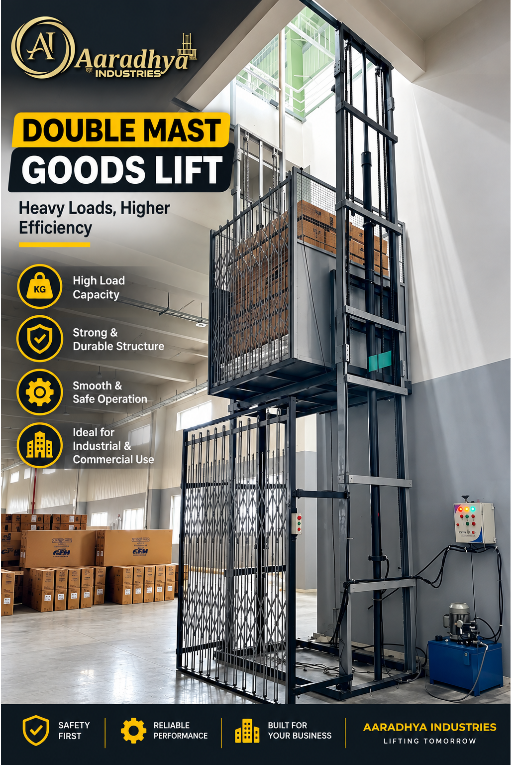 Manufacturer in ahemdabad double mast goods lift