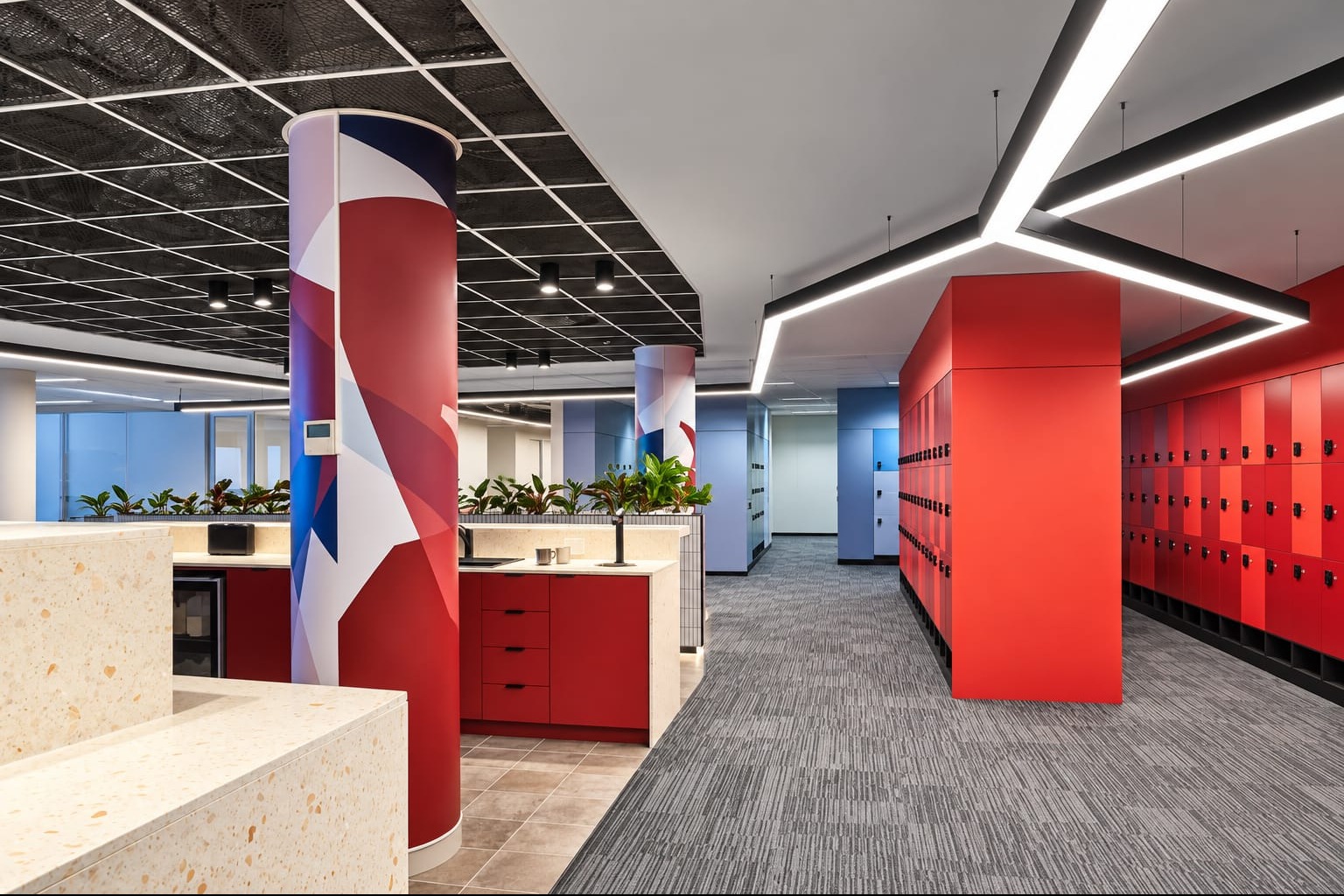 Bold Red Corporate Office Interior Design | Velachery