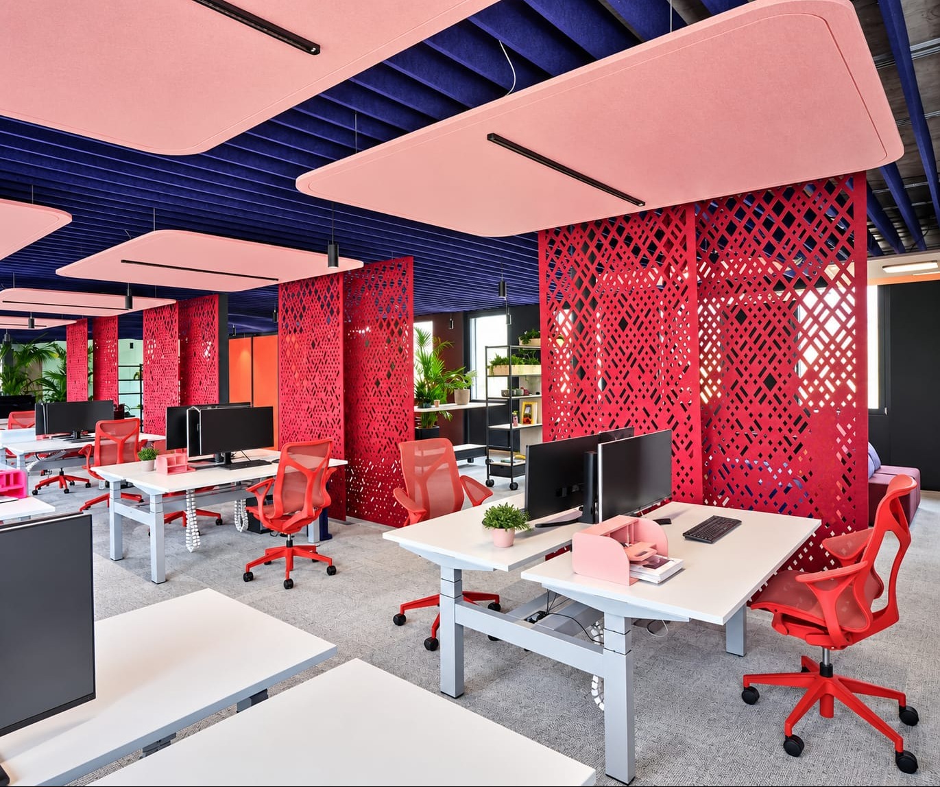 Bold Red and Pink Office Interior Design | Porur