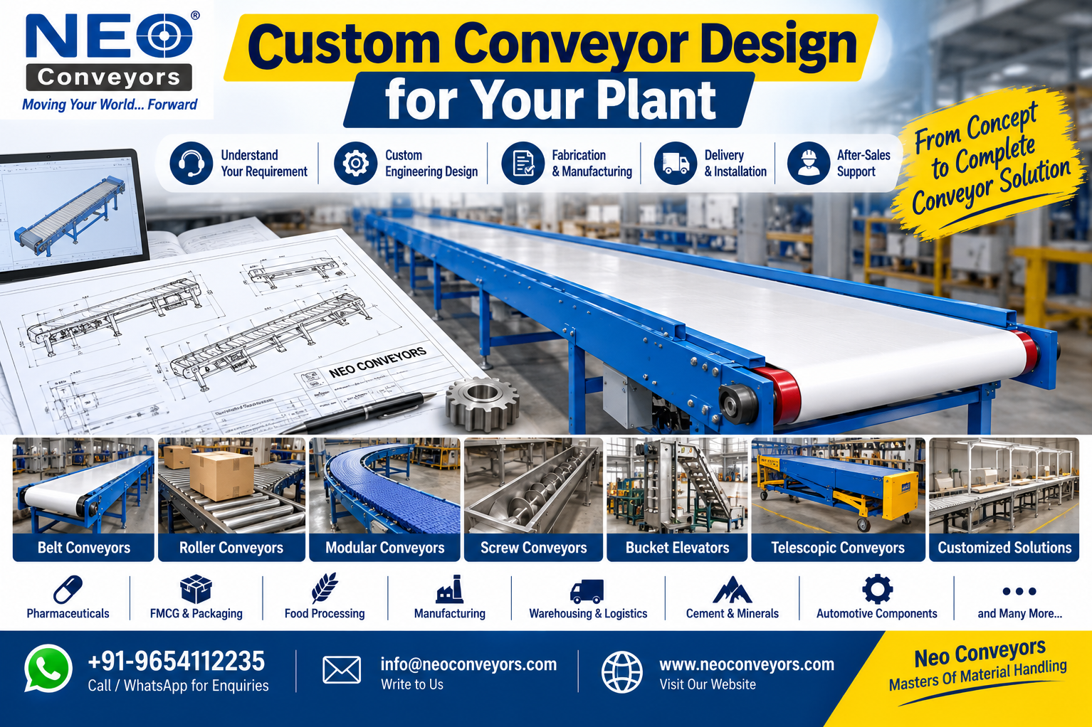 Custom Conveyor Design for Your Plant | Neo Conveyors — Tell Us Your Requirement. We Design, Build