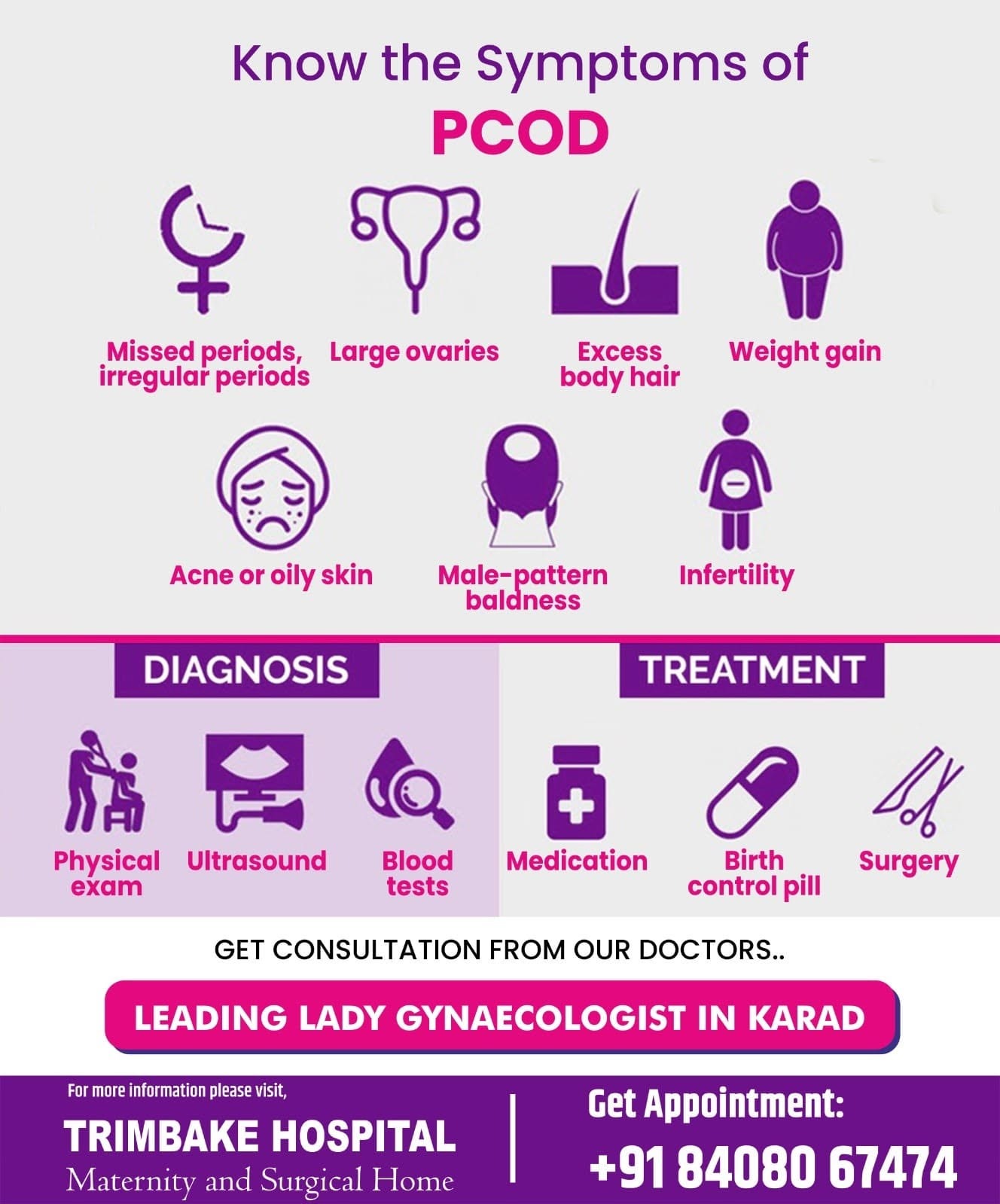 PCOD (Polycystic ovarian disease )
PCOD आजकाल 50 % मुलीच्यात आढळतो . हा एक हॉर्मोन्स च्या imbalance ...