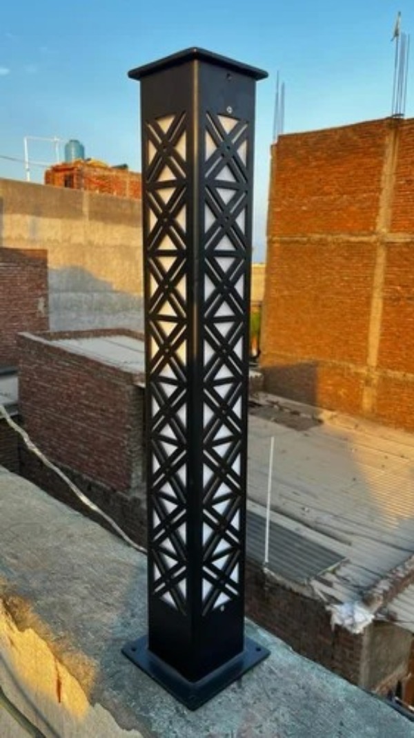 Modern Geometric Laser-Cut Bollard Light