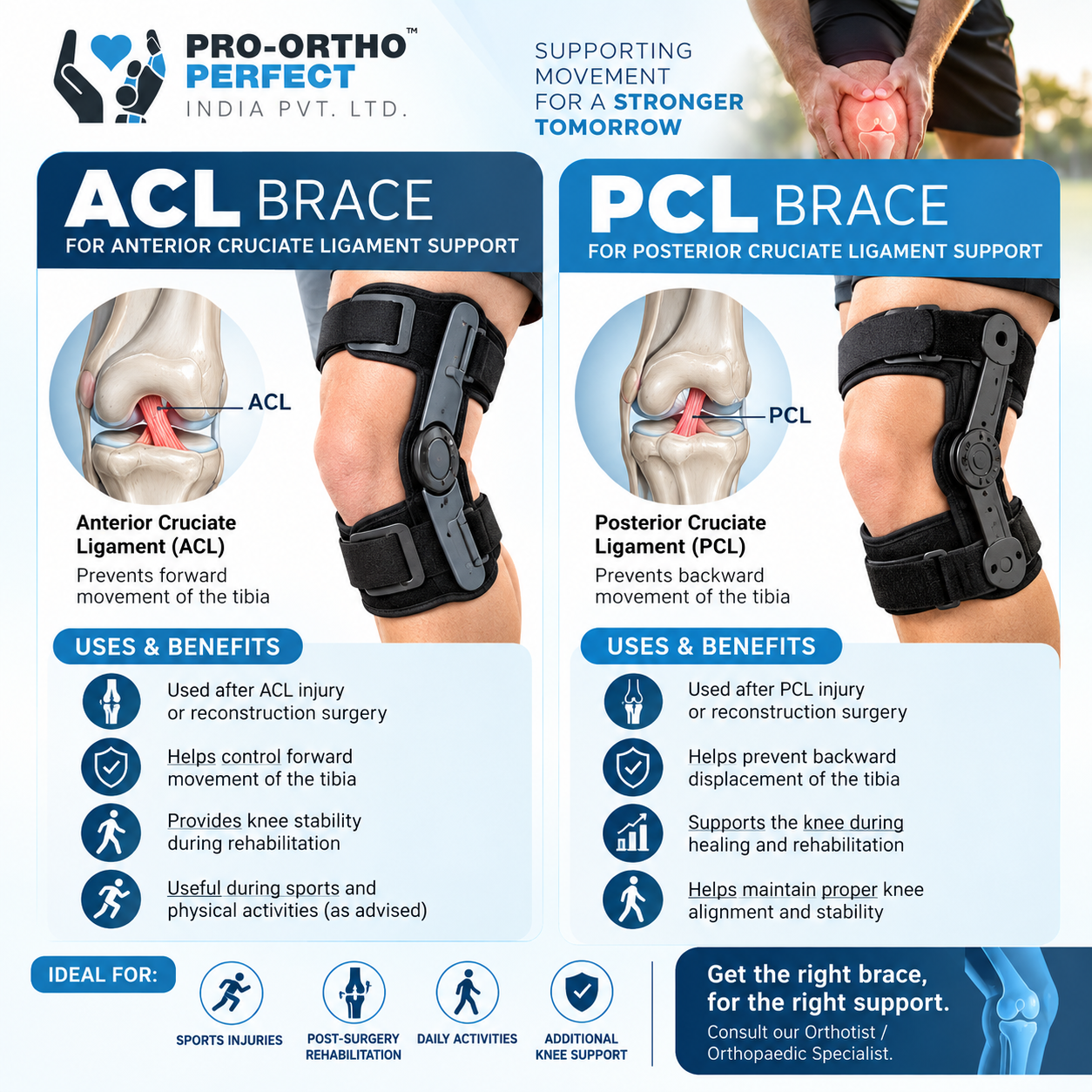 𦵠ACL & PCL Braces ā Targeted Knee Support