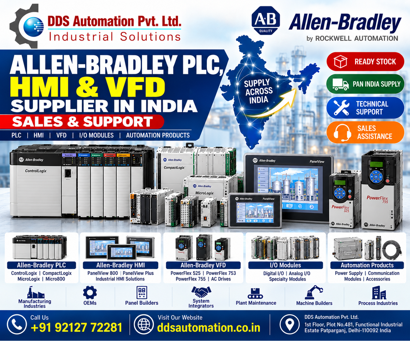 Allen-Bradley PLC, HMI & VFD Supplier in India | Sales & Support