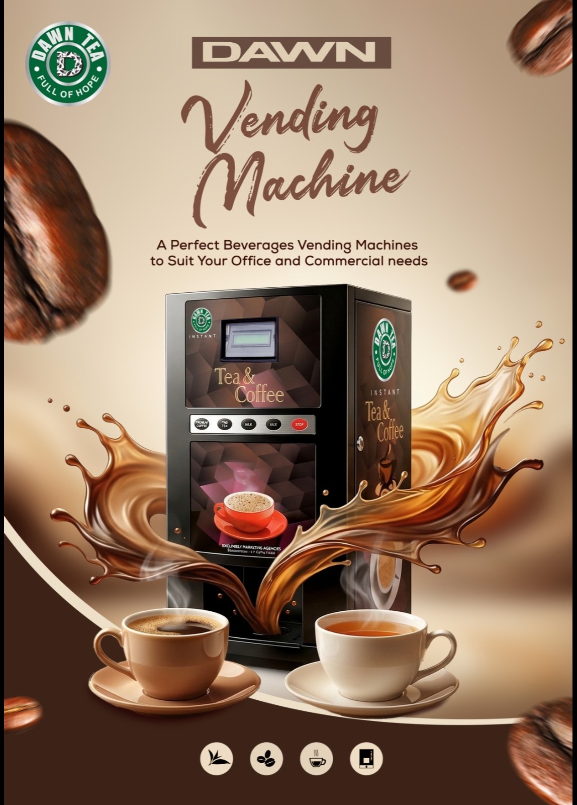 BUDGET FRIENDLY TEA AND COFFEE VENDING MACHINE AND PREMIXES IN NILGIRIS
