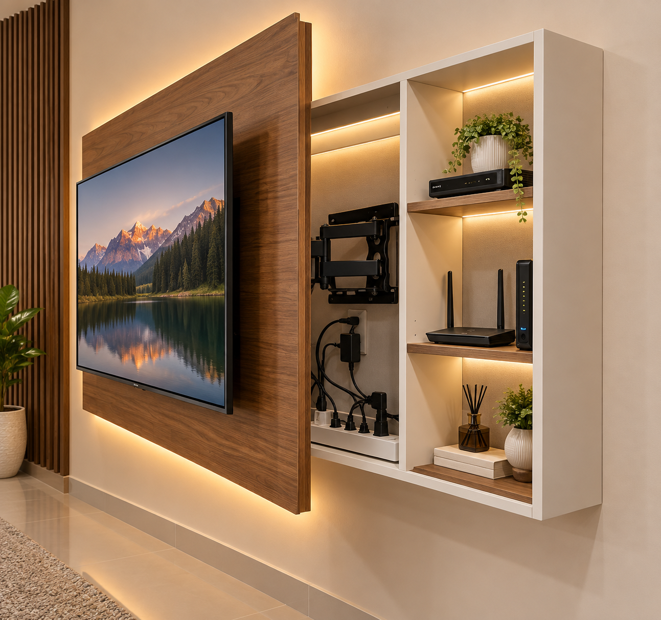 Modern TV Unit & Entertainment Wall Design In Surat