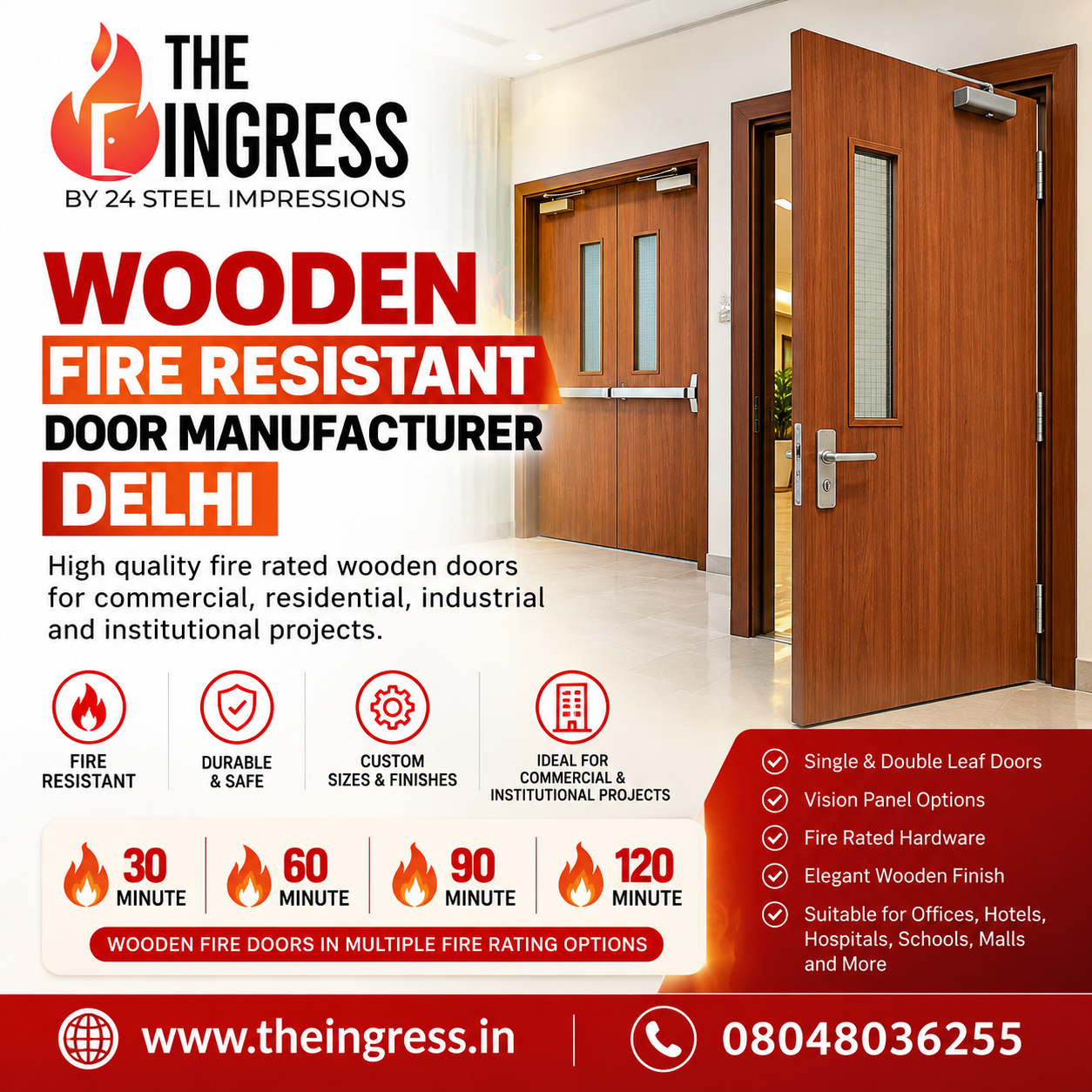 Wooden Fire Resistant Door Manufacturer Delhi | THE INGRESS