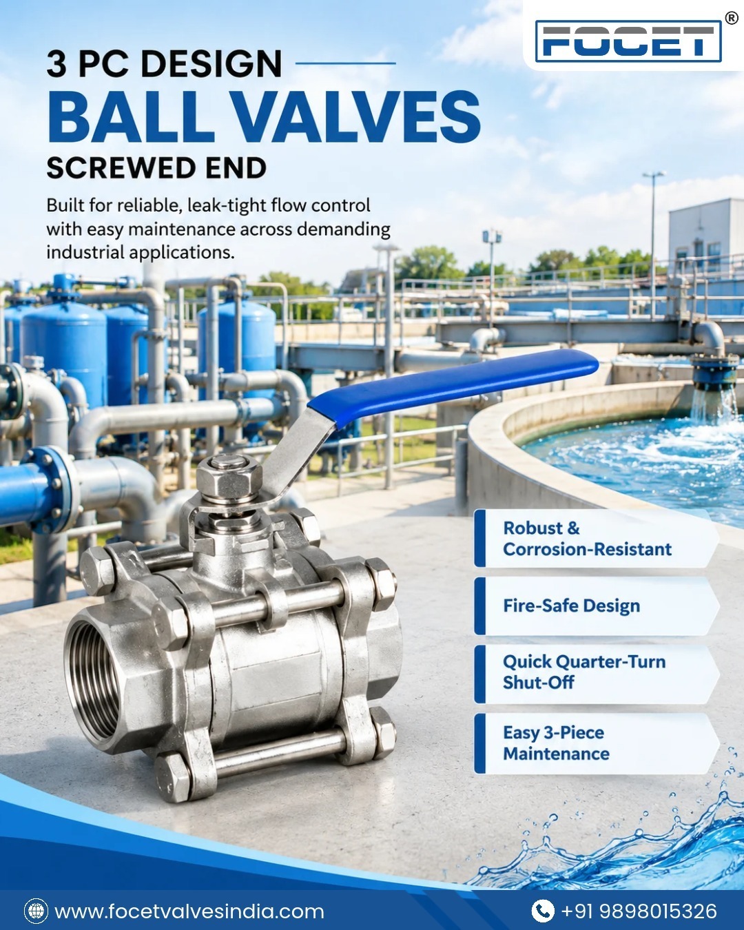 3 PC Design Ball Valves Screwed End for Reliable Industrial Flow Control