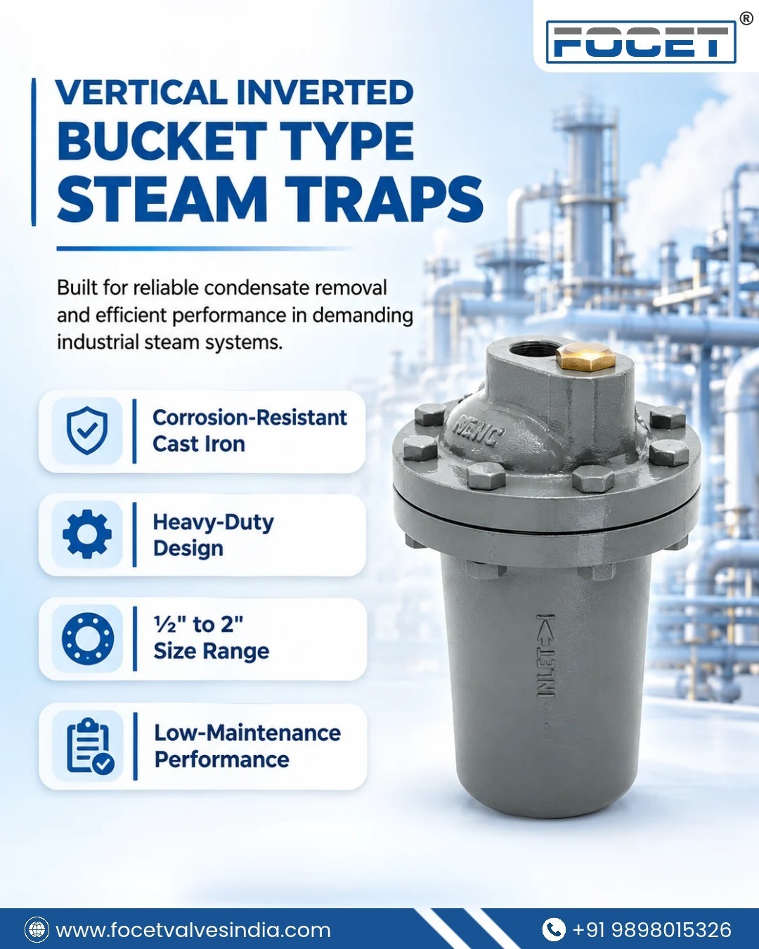 Vertical Inverted Bucket Type Steam Trap for Reliable Steam Systems