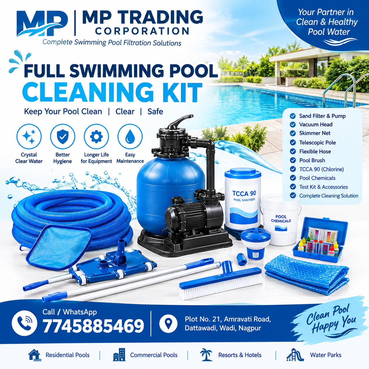 Complete Swimming Pool Cleaning & Filtration Kit – MP Trading Corporation