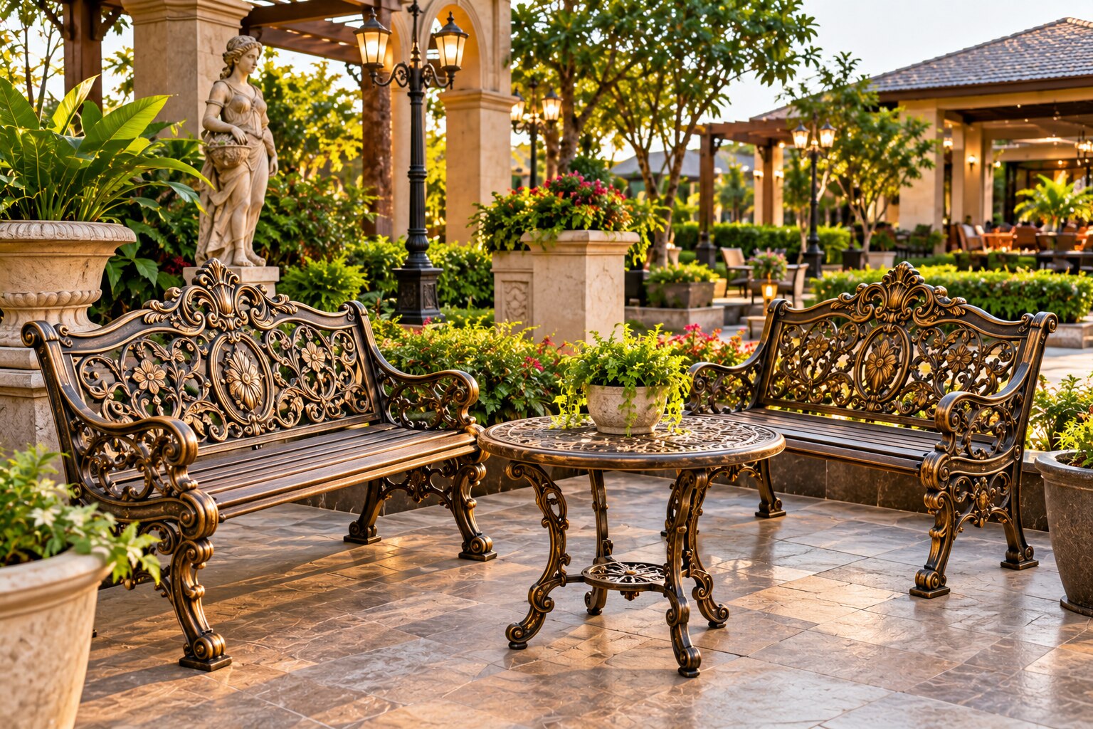 Antique-Style Seating Ideas for Resorts, Gardens, Restaurants, and Heritage Spaces