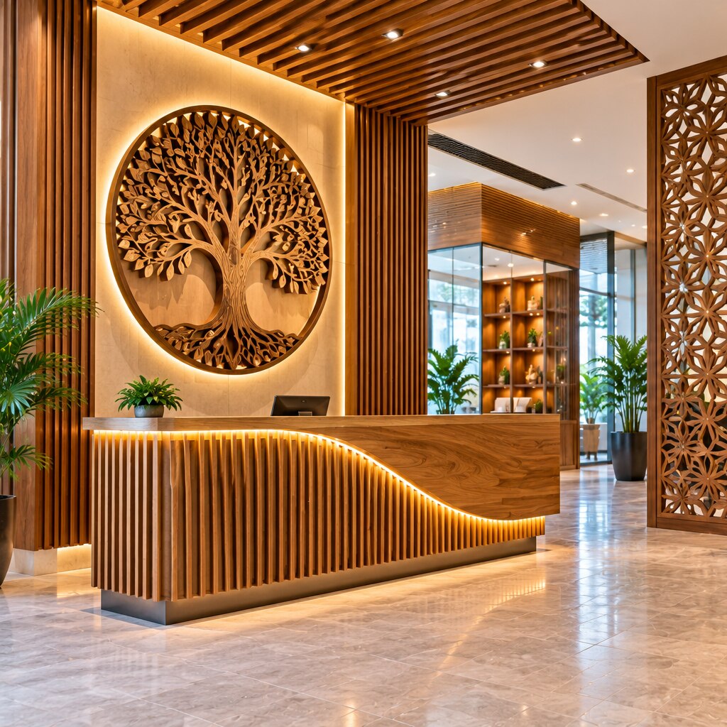 Creative Wooden Work Ideas for Commercial Interiors, Displays, and Decorative Spaces