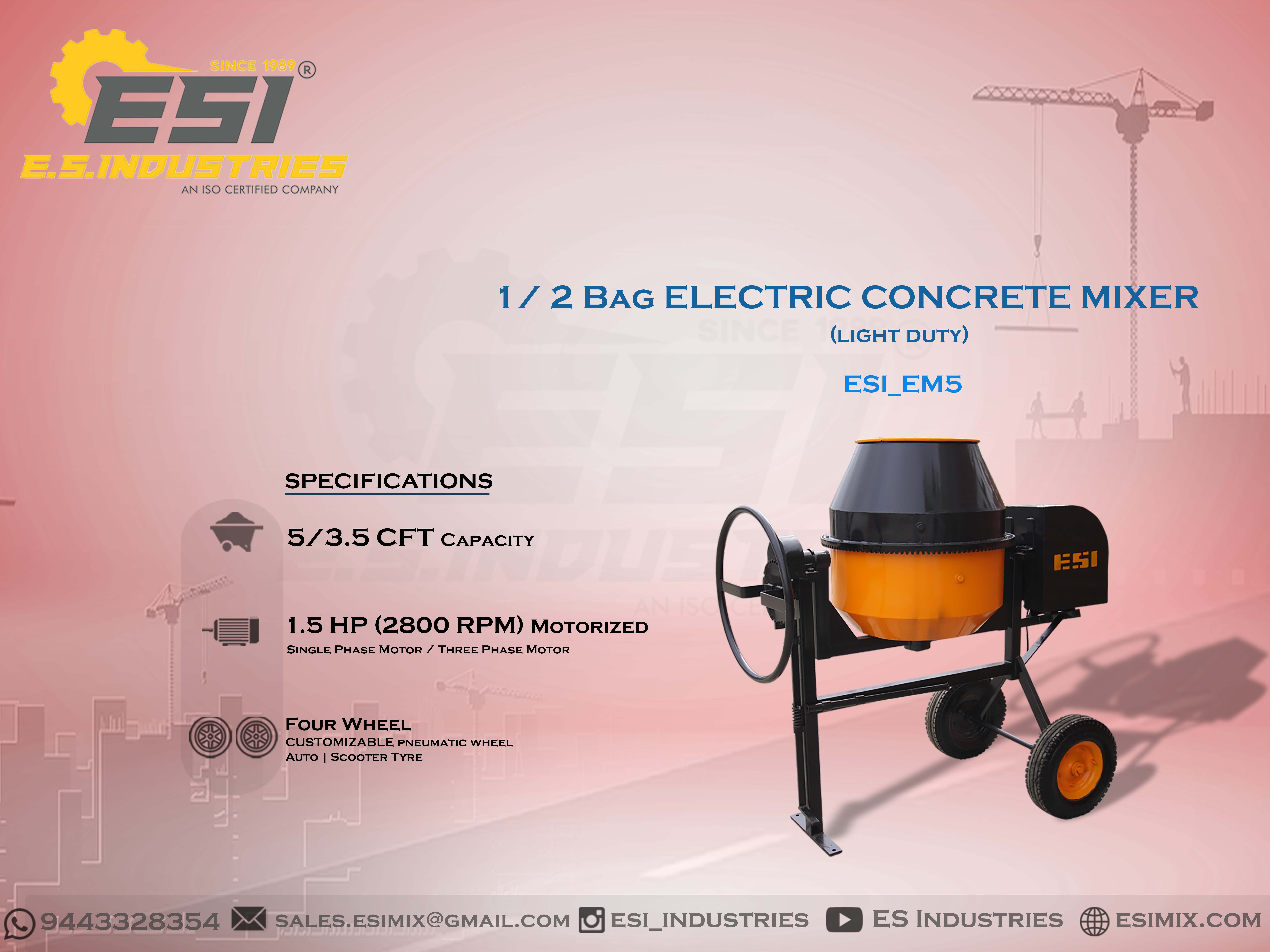 1/2 BAG ELECTRIC CONCRETE MIXER IN CHENNAI
