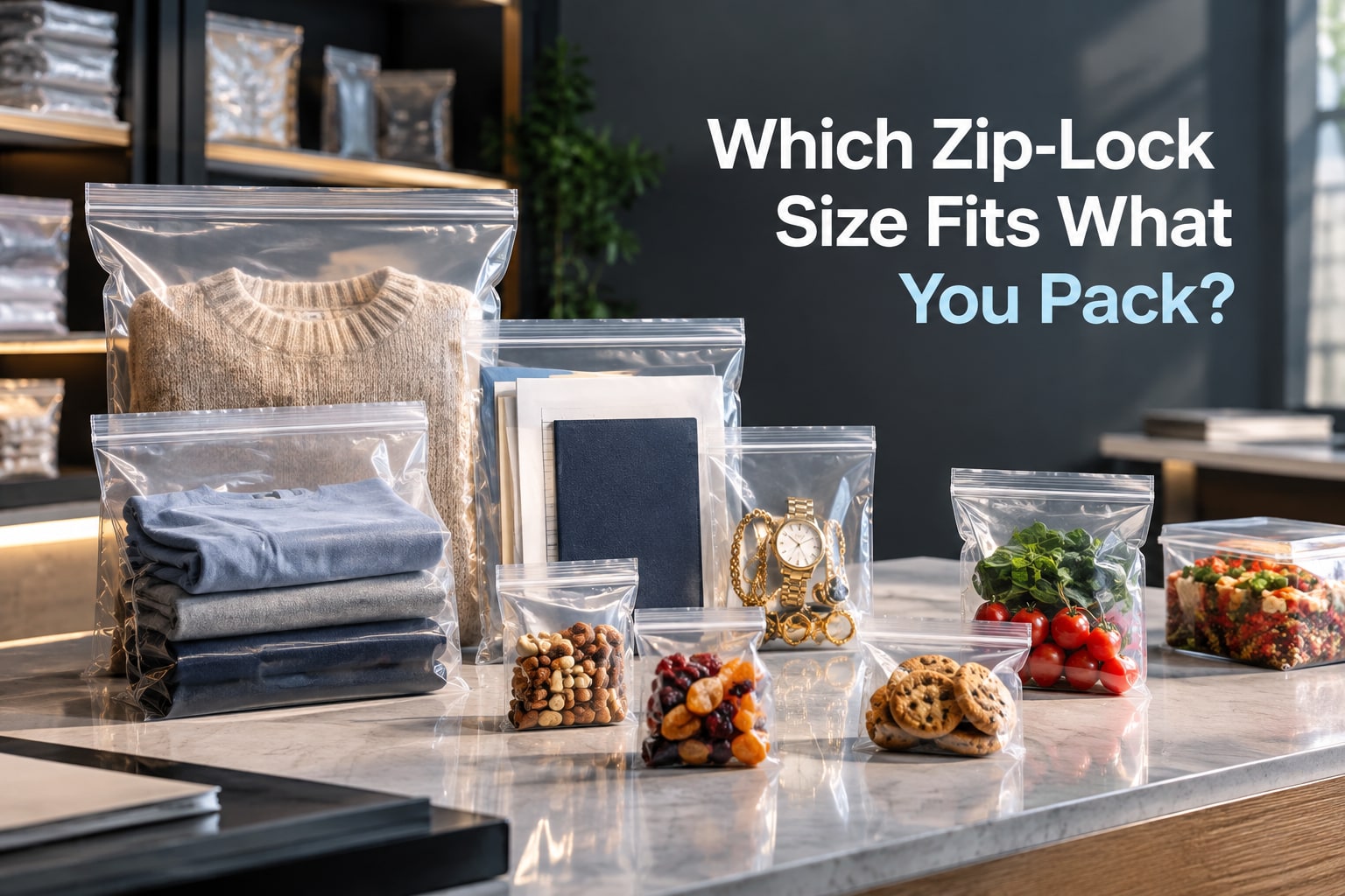 Reusable zip lock packaging bags in Bangalore: which sizes are available?