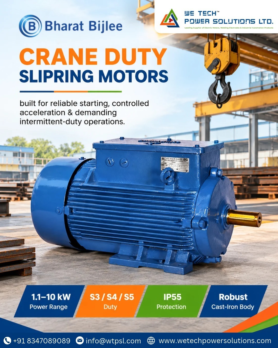 Bharat Bijlee Crane Duty Slipring Motors for Reliable Industrial Lifting