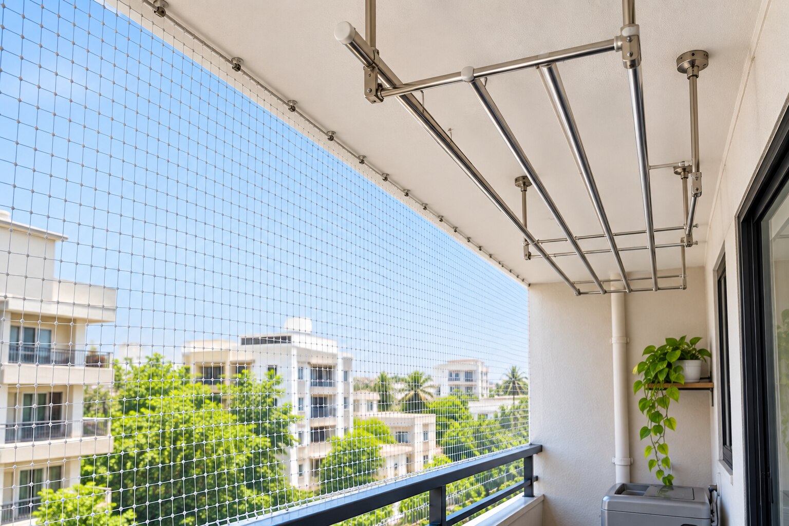 Nylon Bird Net for Bird Mess near Ceiling Cloth Hangers