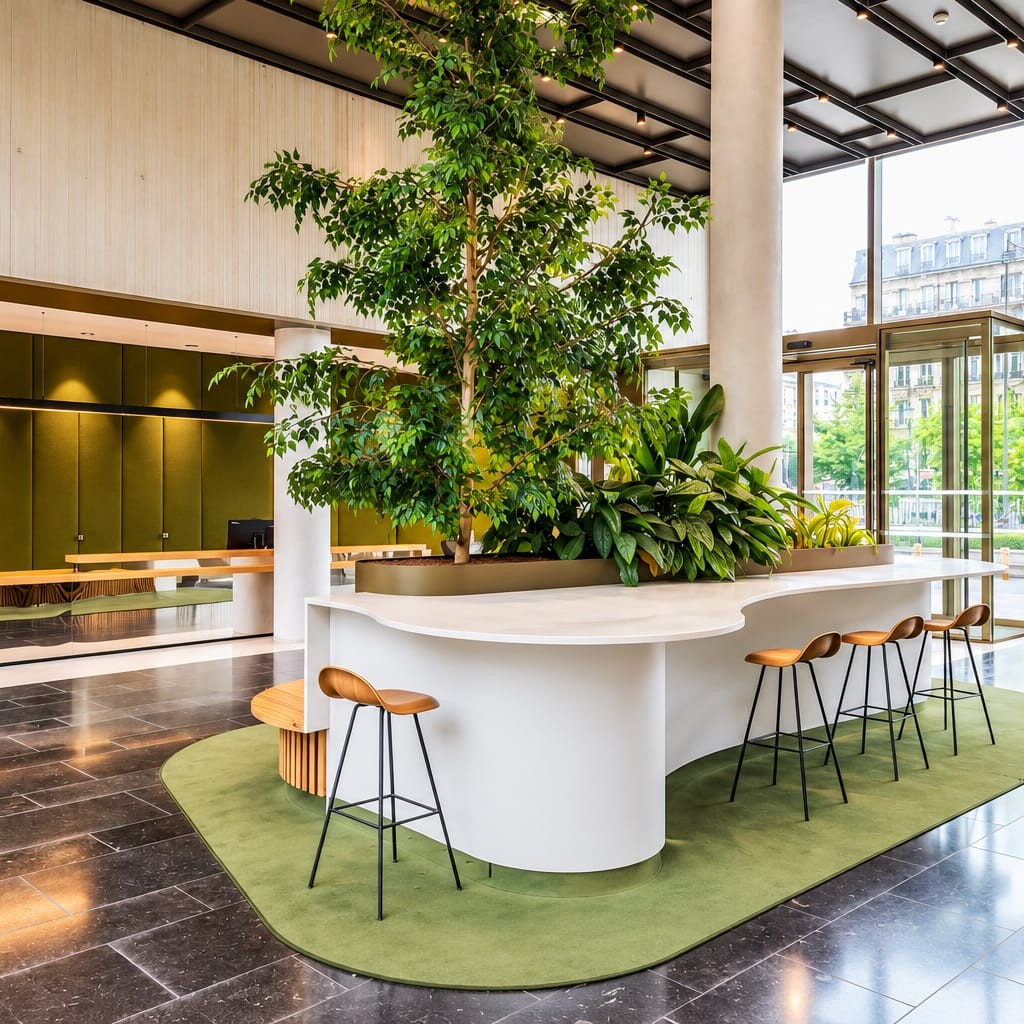 Biophilic Reception and Lounge Interior Design | Anna Nagar