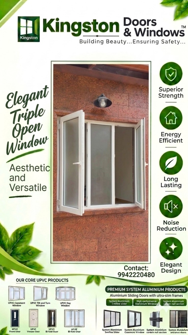 upvc triple open window manufacturer in kochi