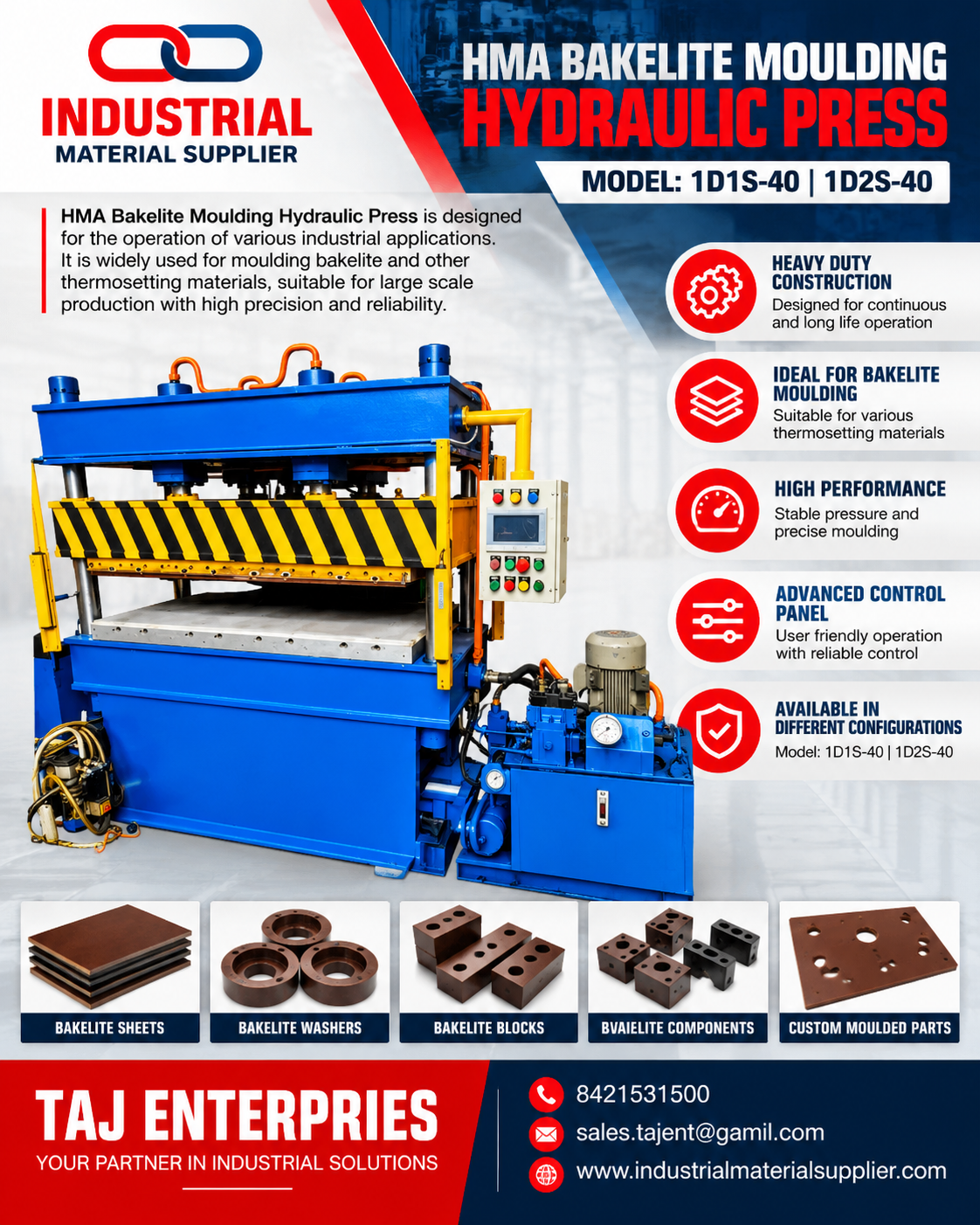 HMA BAKELITE MOULDING HYDRAULIC PRESS