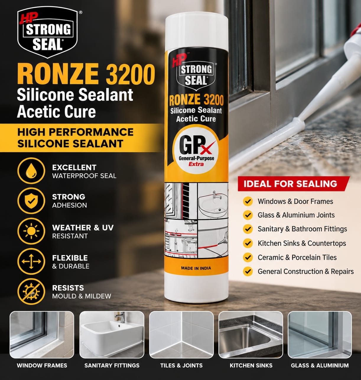 HP STRONG SEAL BRONZE 3200 SILICONE SEELANT - GENRAL PURPOSE EXTRA
