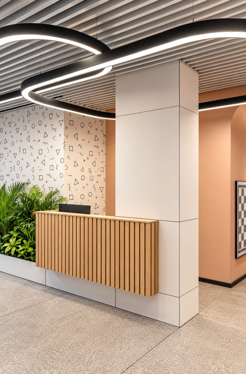 Creative Reception Desk and Feature Ceiling Design | Porur